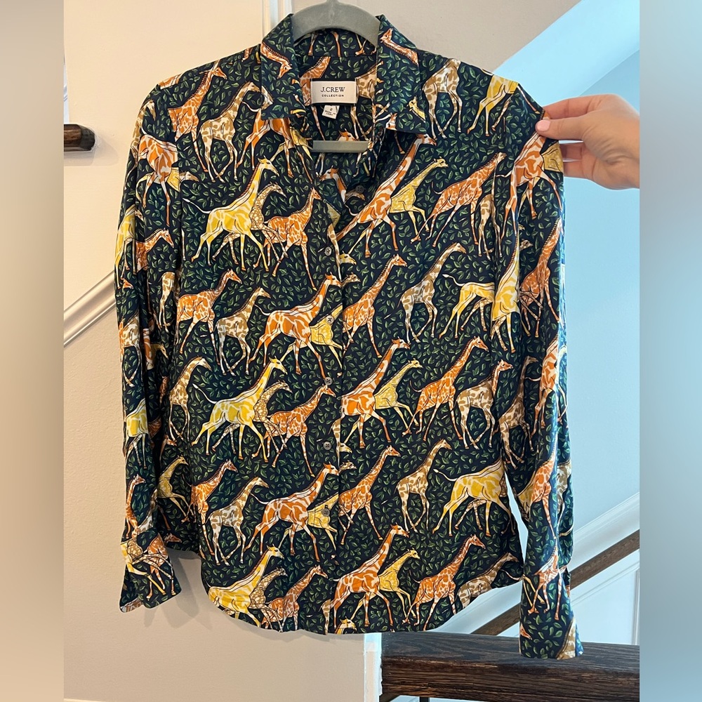 Printed J. Crew Silk Blouse